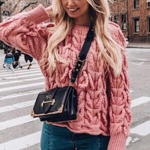 Zara Pink Cable Knit Sweater